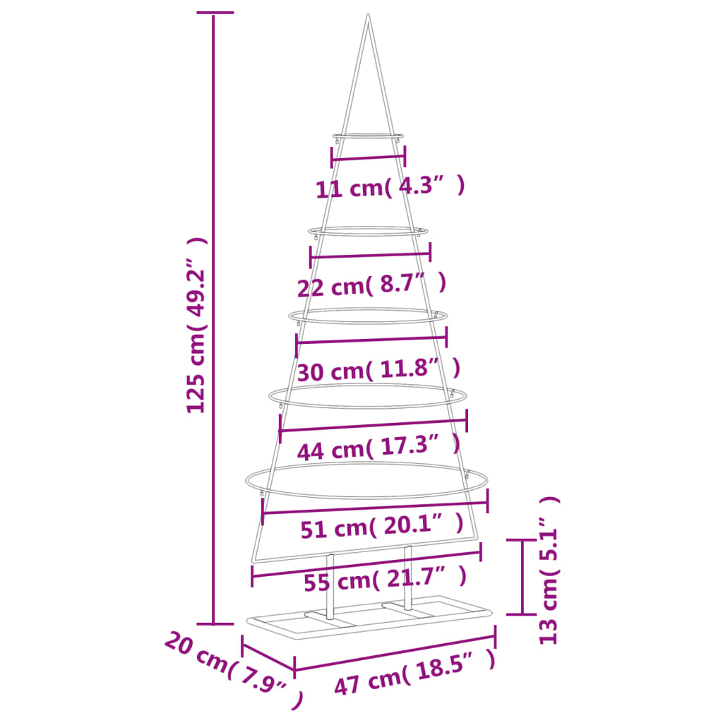 Kerstdecoratie kerstboom 125 cm metaal zwart