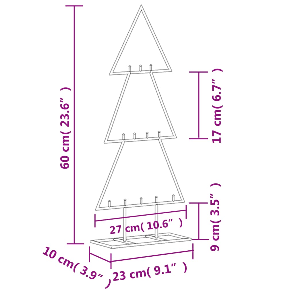 Kerstdecoratie kerstboom 60 cm metaal zwart