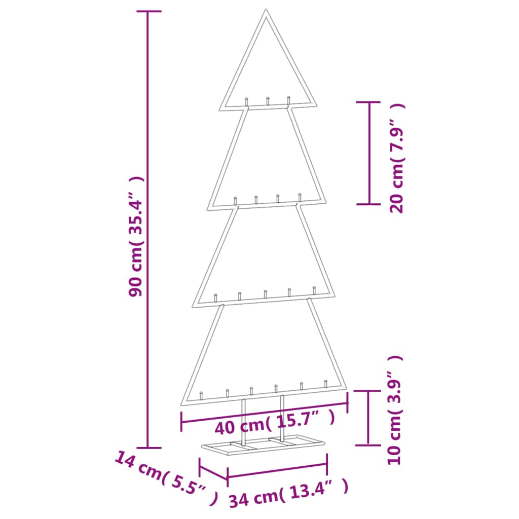 Kerstdecoratie kerstboom 90 cm metaal zwart