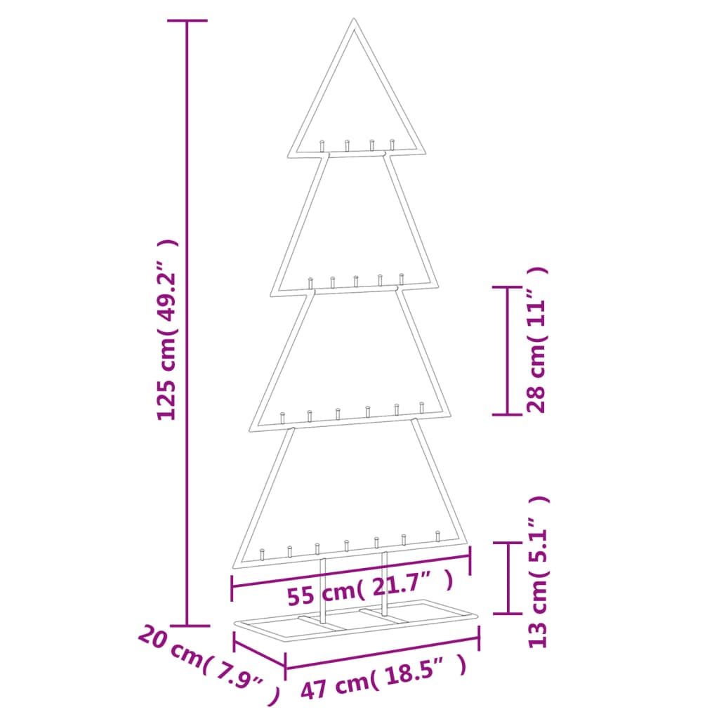 Kerstdecoratie kerstboom 125 cm metaal zwart