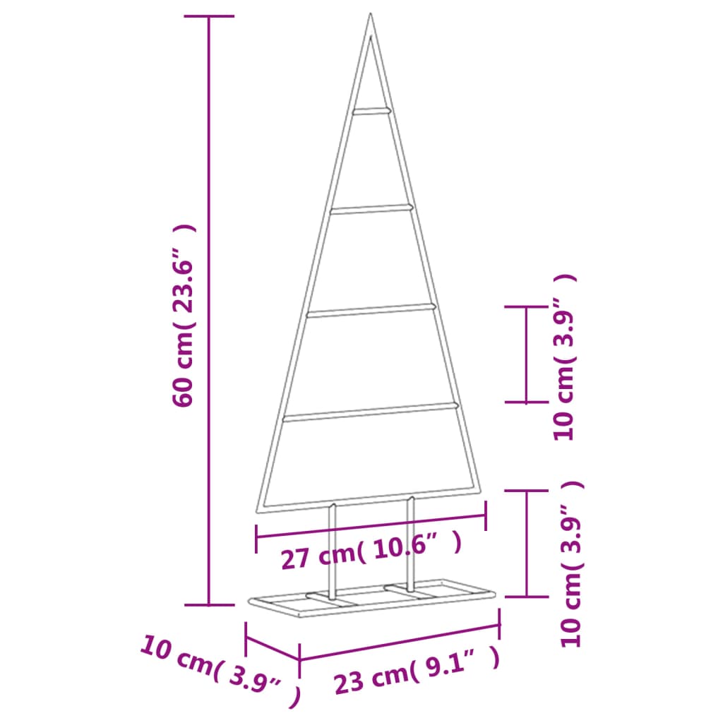 Kerstdecoratie kerstboom 60 cm metaal zwart