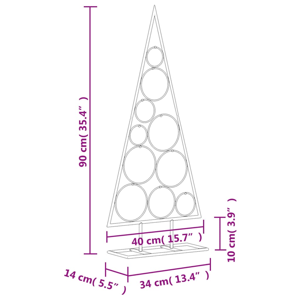 Kerstdecoratie kerstboom 90 cm metaal zwart