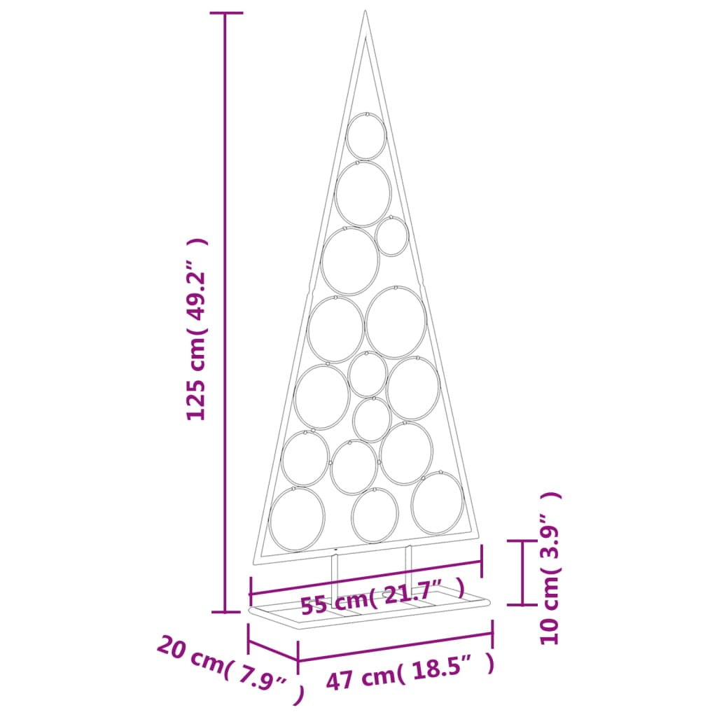 Kerstdecoratie kerstboom 125 cm metaal zwart