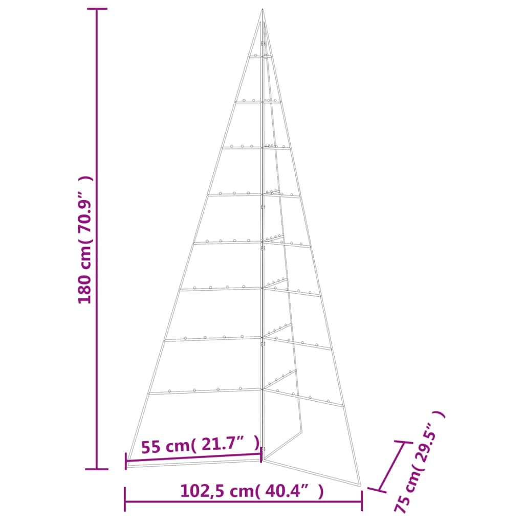 Kerstdecoratie kerstboom 180 cm metaal zwart