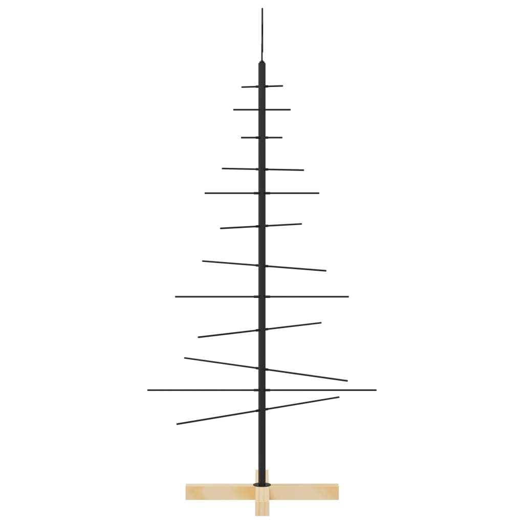 Kerstdecoratie kerstboom met houten basis 120 cm metaal zwart