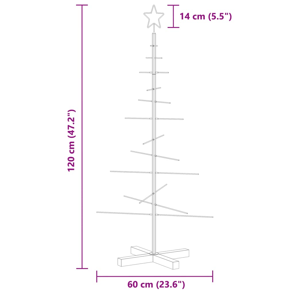 Kerstdecoratie kerstboom met houten basis 120 cm metaal zwart