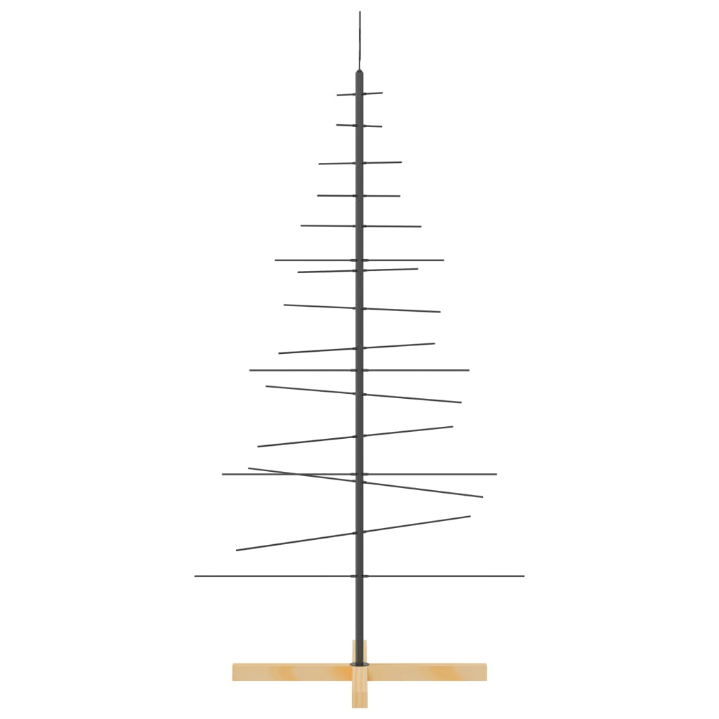 Kerstdecoratie kerstboom met houten basis 150 cm metaal zwart