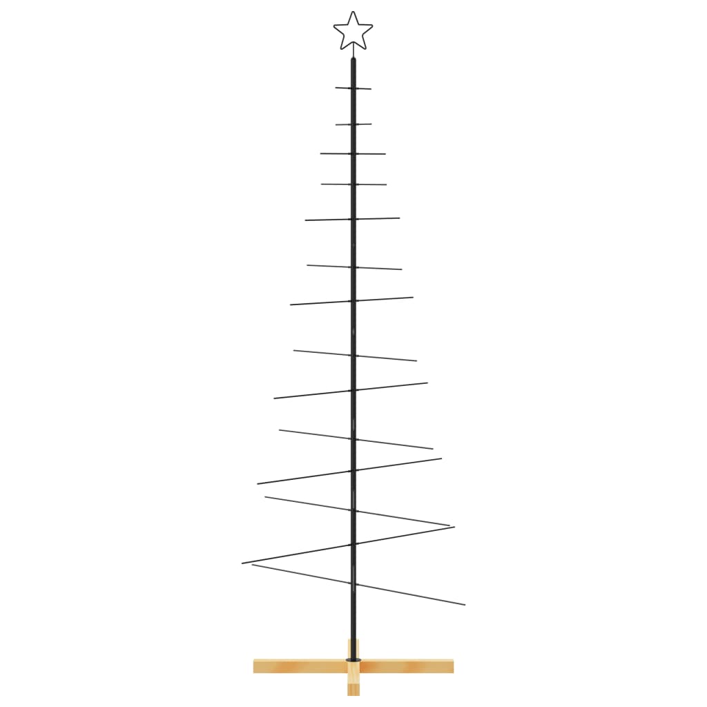 Kerstdecoratie kerstboom met houten basis 180 cm metaal zwart