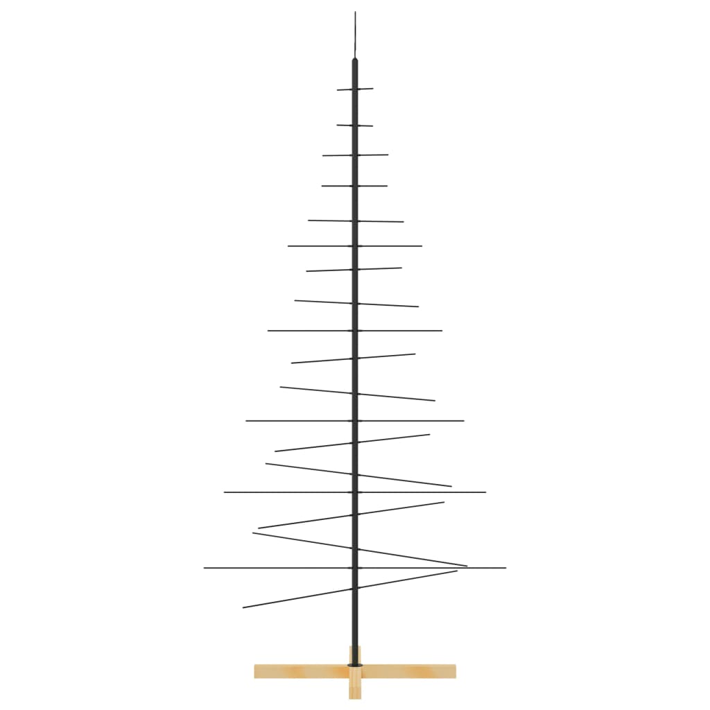 Kerstdecoratie kerstboom met houten basis 180 cm metaal zwart