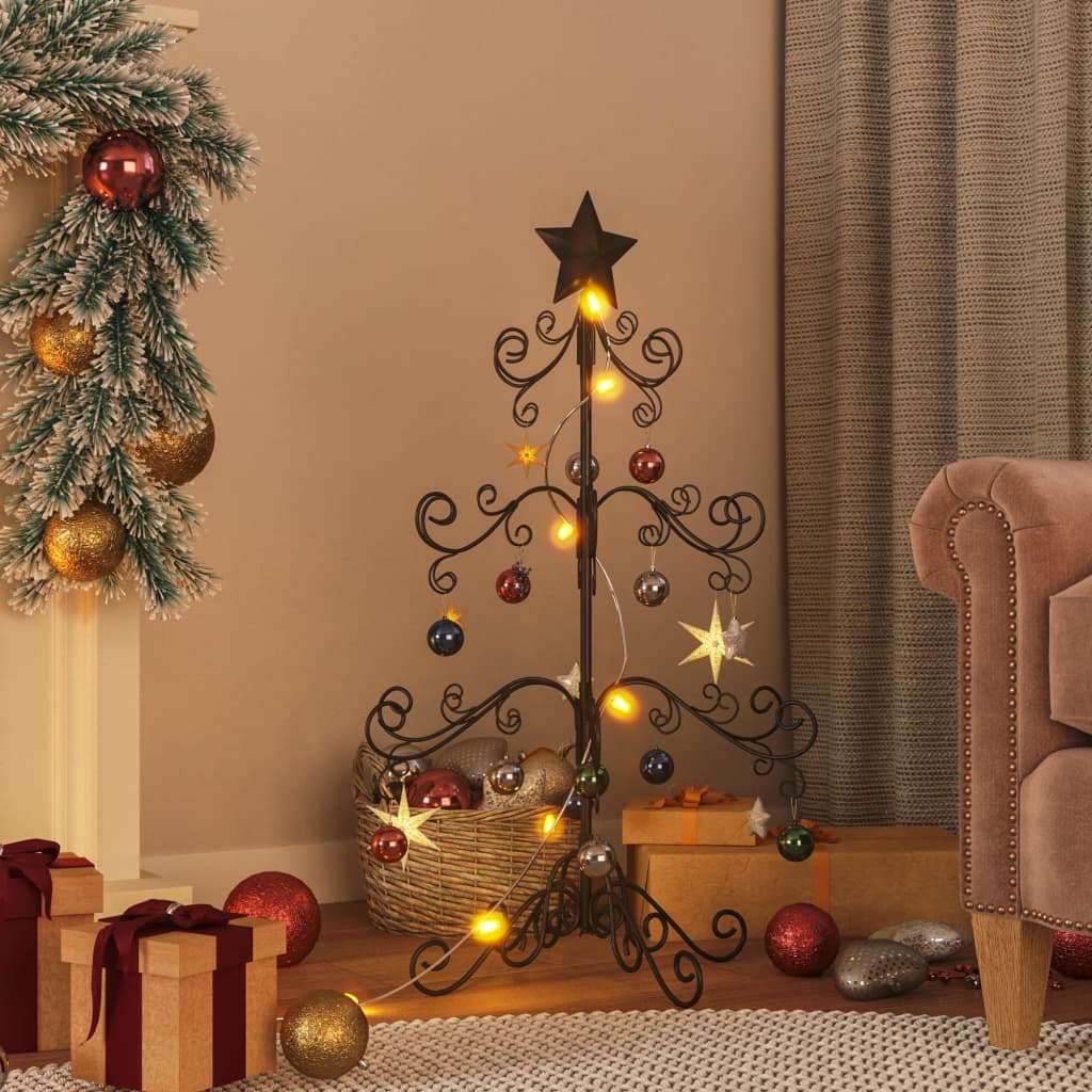 Kerstdecoratie kerstboom 90 cm metaal zwart