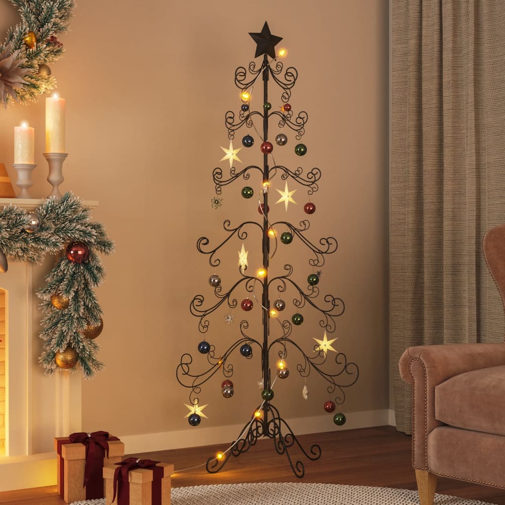 Kerstdecoratie kerstboom 180 cm metaal zwart