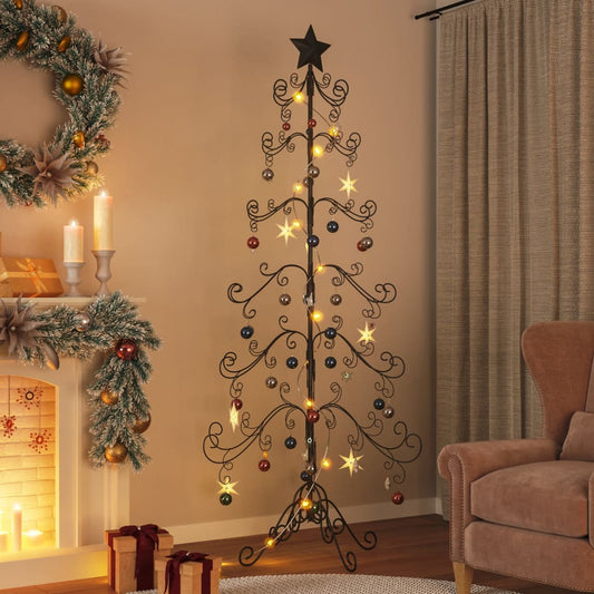 Kerstdecoratie kerstboom 215 cm metaal zwart