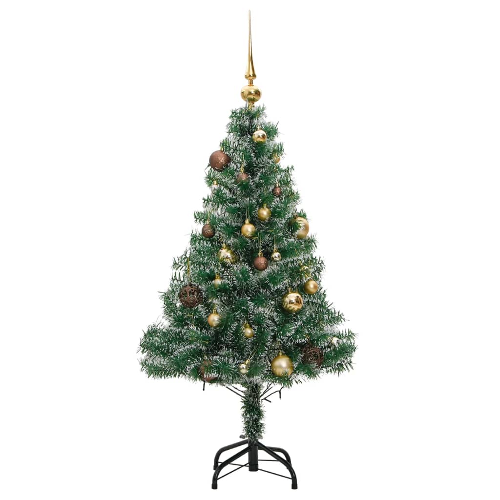 Kunstkerstboom 150 LED's kerstballen en sneeuw 150 cm