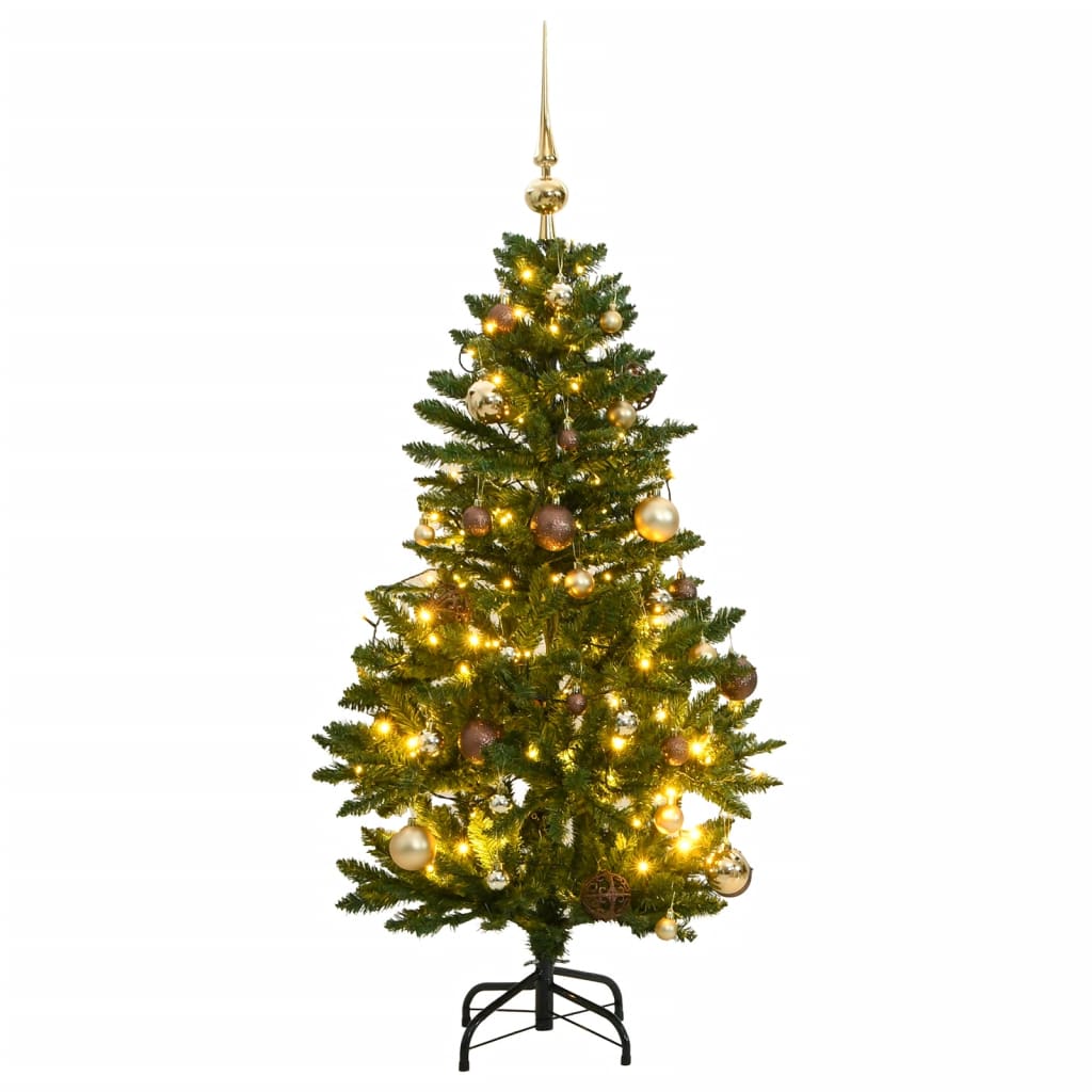 Kunstkerstboom met scharnieren 150 LED en kerstballen 120 cm