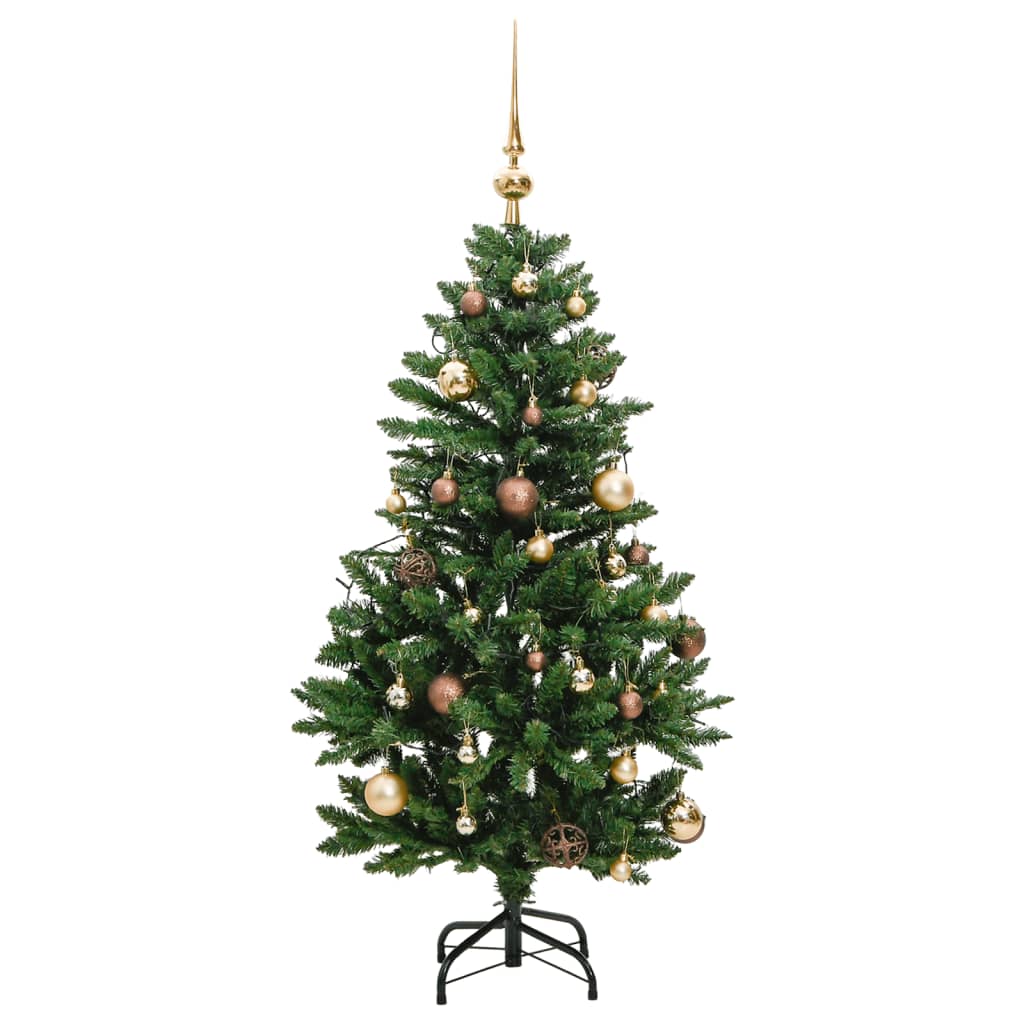 Kunstkerstboom met scharnieren 150 LED en kerstballen 120 cm