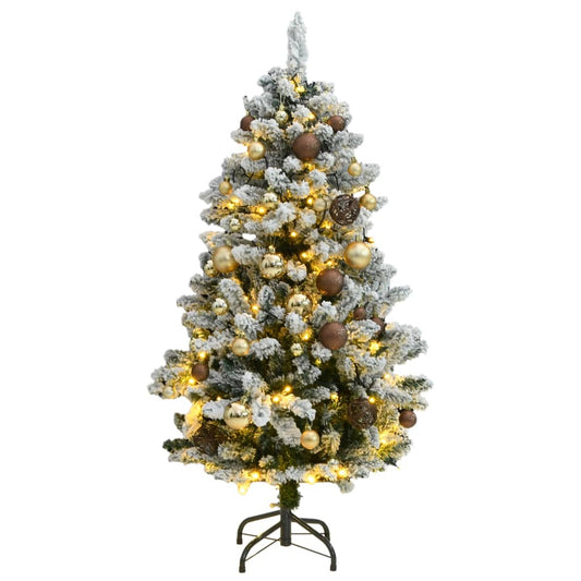 Kunstkerstboom met scharnieren 150 LED en kerstballen 120 cm