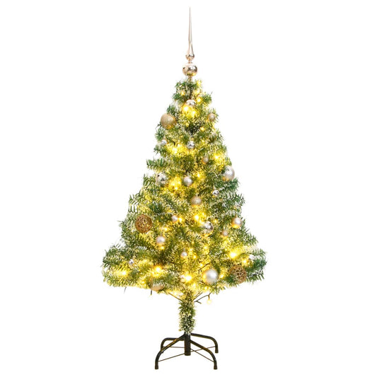 Kunstkerstboom 150 LED's kerstballen en sneeuw 150 cm