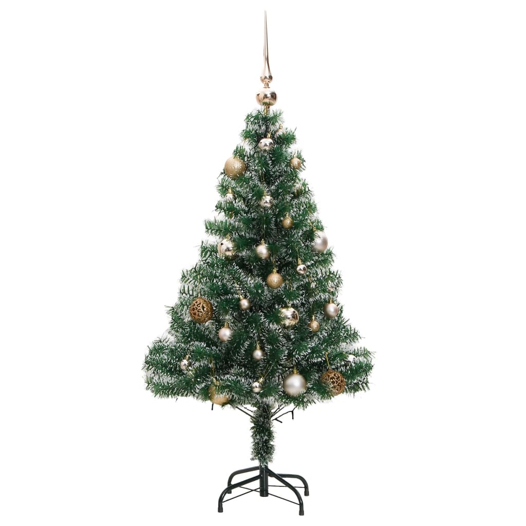 Kunstkerstboom 150 LED's kerstballen en sneeuw 150 cm