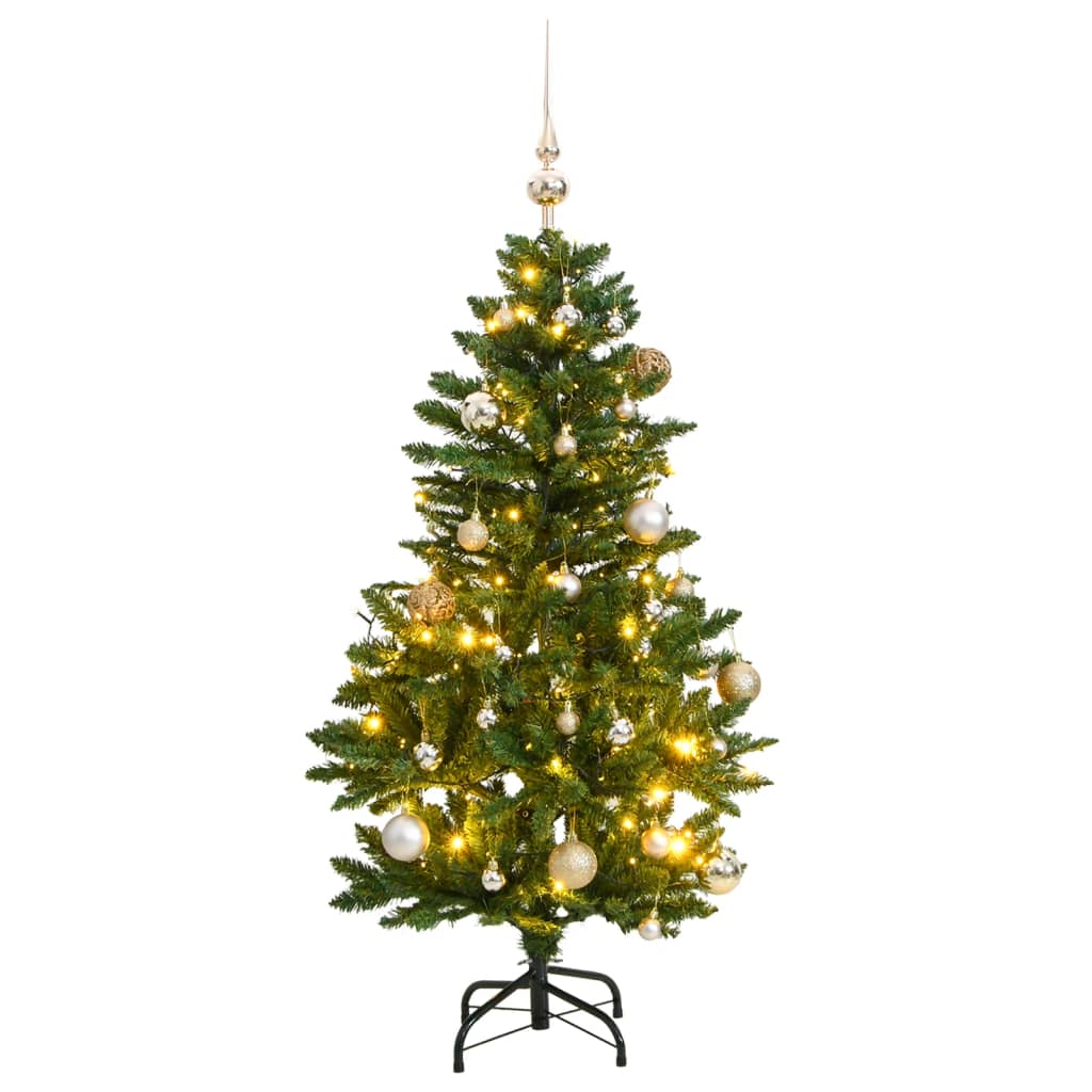 Kunstkerstboom met scharnieren 150 LED en kerstballen 120 cm