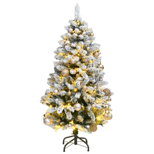 Kunstkerstboom met scharnieren 150 LED's en kerstballen 150 cm