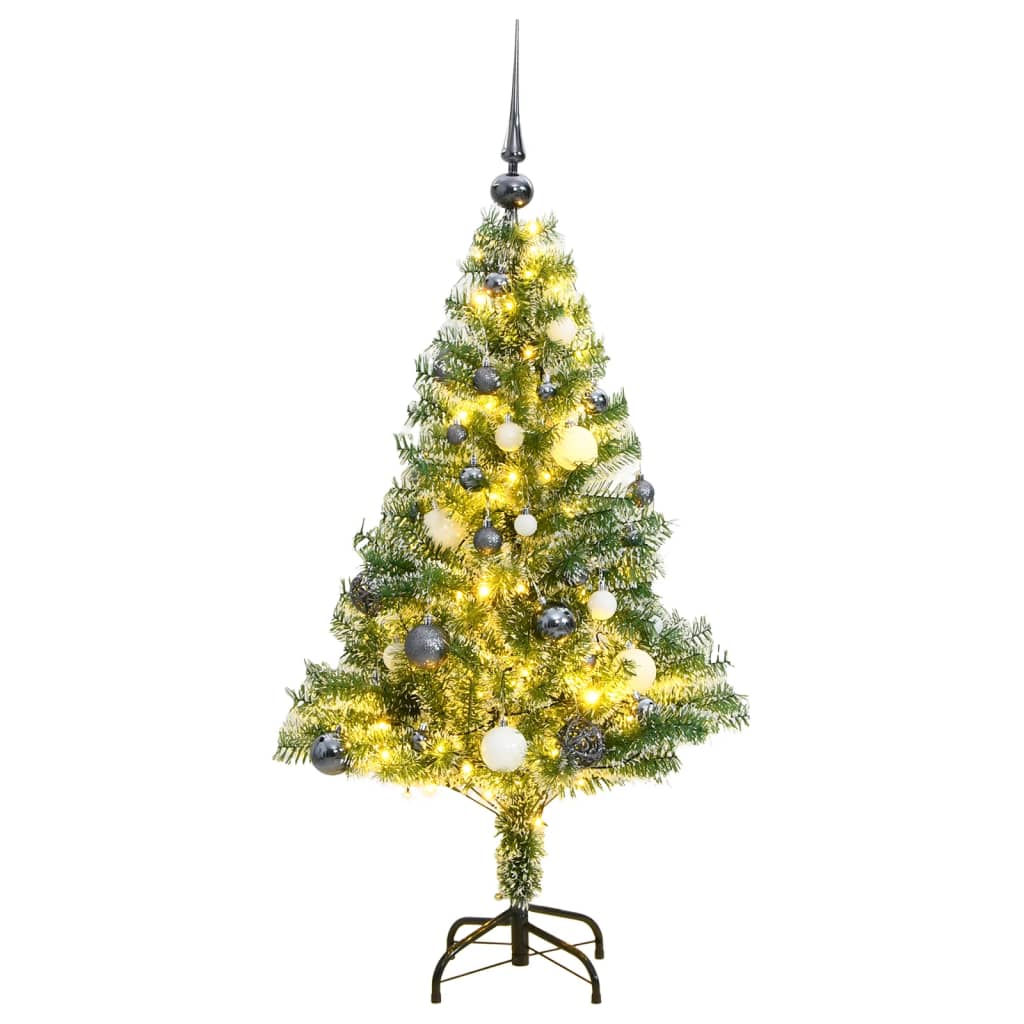 Kunstkerstboom 150 LED's kerstballen en sneeuw 150 cm