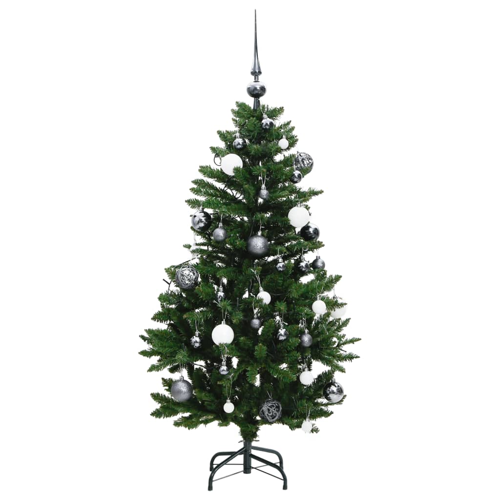 Kunstkerstboom met scharnieren 150 LED's en kerstballen 150 cm