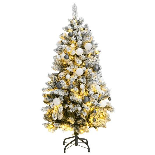 Kunstkerstboom met scharnieren 150 LED en kerstballen 120 cm