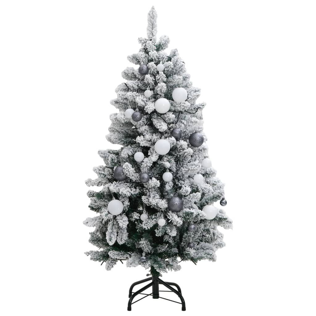 Kunstkerstboom met scharnieren 150 LED en kerstballen 120 cm