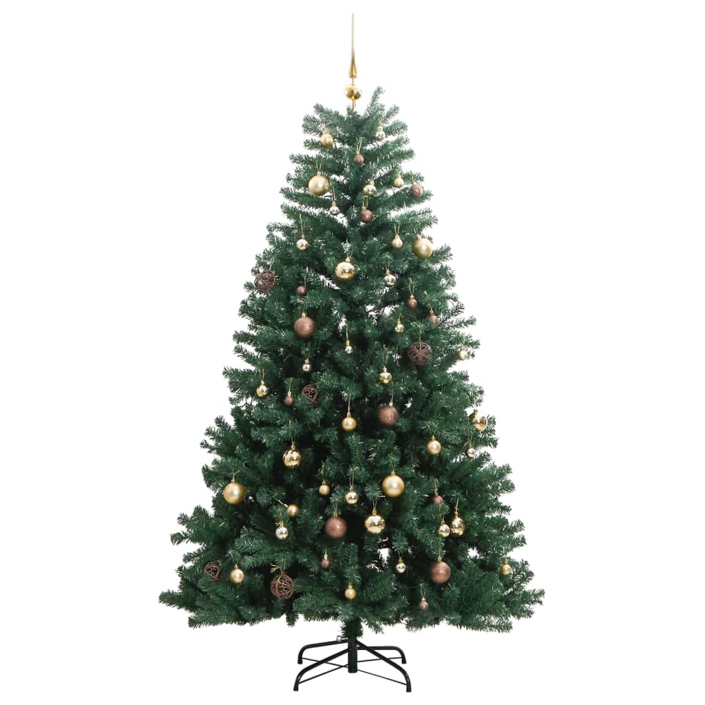 Kunstkerstboom met scharnieren 300 LED's en kerstballen 180 cm