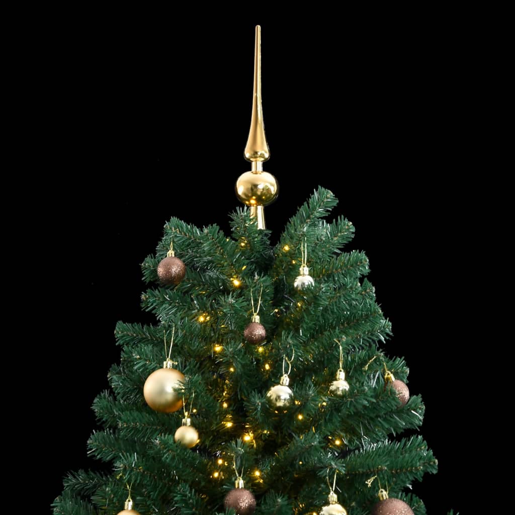 Kunstkerstboom met scharnieren 300 LED's en kerstballen 210 cm