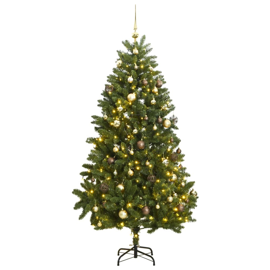 Kunstkerstboom met scharnieren 300 LED's en kerstballen 270 cm