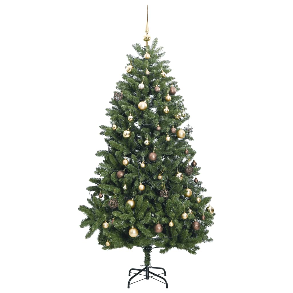 Kunstkerstboom met scharnieren 300 LED's en kerstballen 270 cm