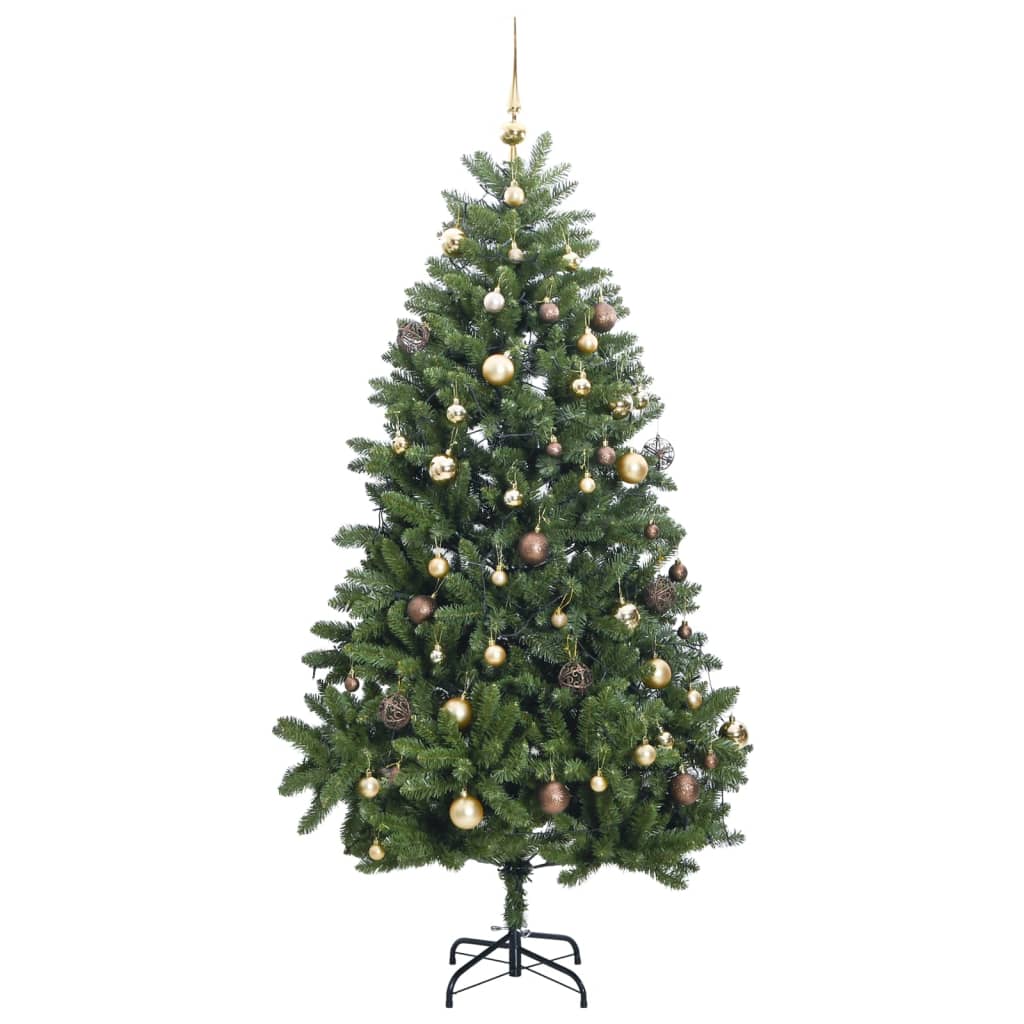 Kunstkerstboom met scharnieren 300 LED's en kerstballen 300 cm