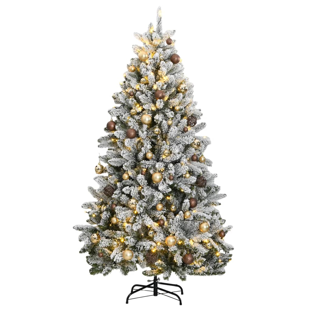 Kunstkerstboom met scharnieren 300 LED's en kerstballen 180 cm