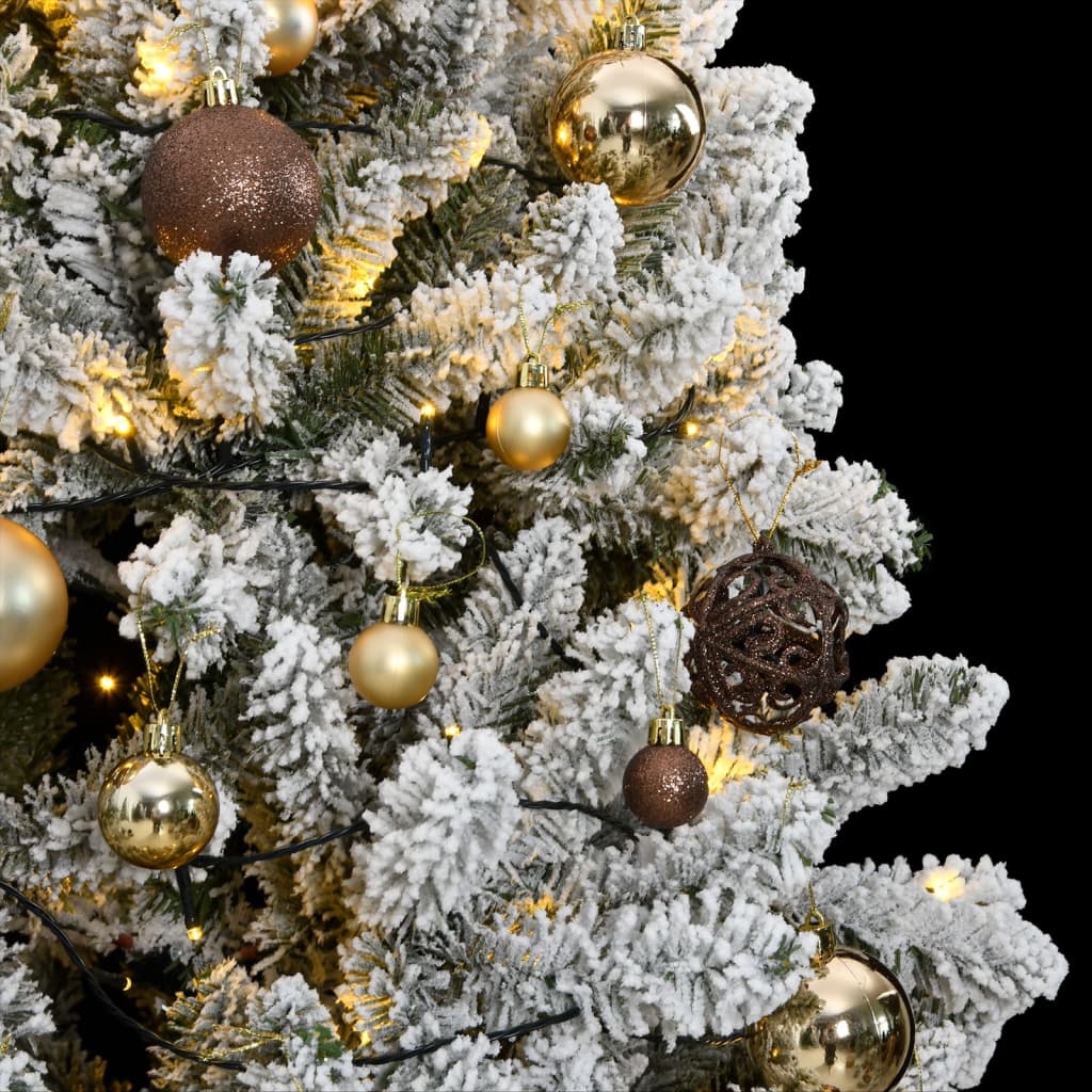 Kunstkerstboom met scharnieren 300 LED's en kerstballen 210 cm