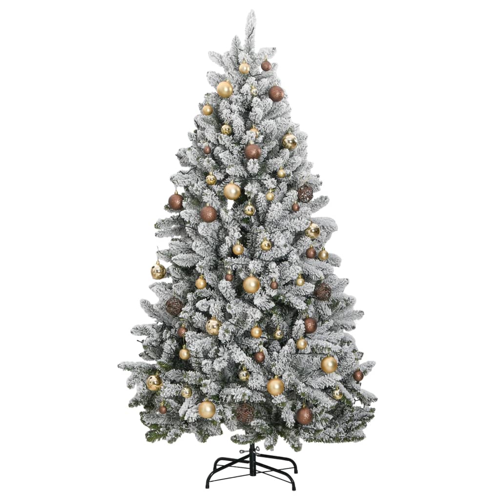 Kunstkerstboom met scharnieren 300 LED's en kerstballen 210 cm