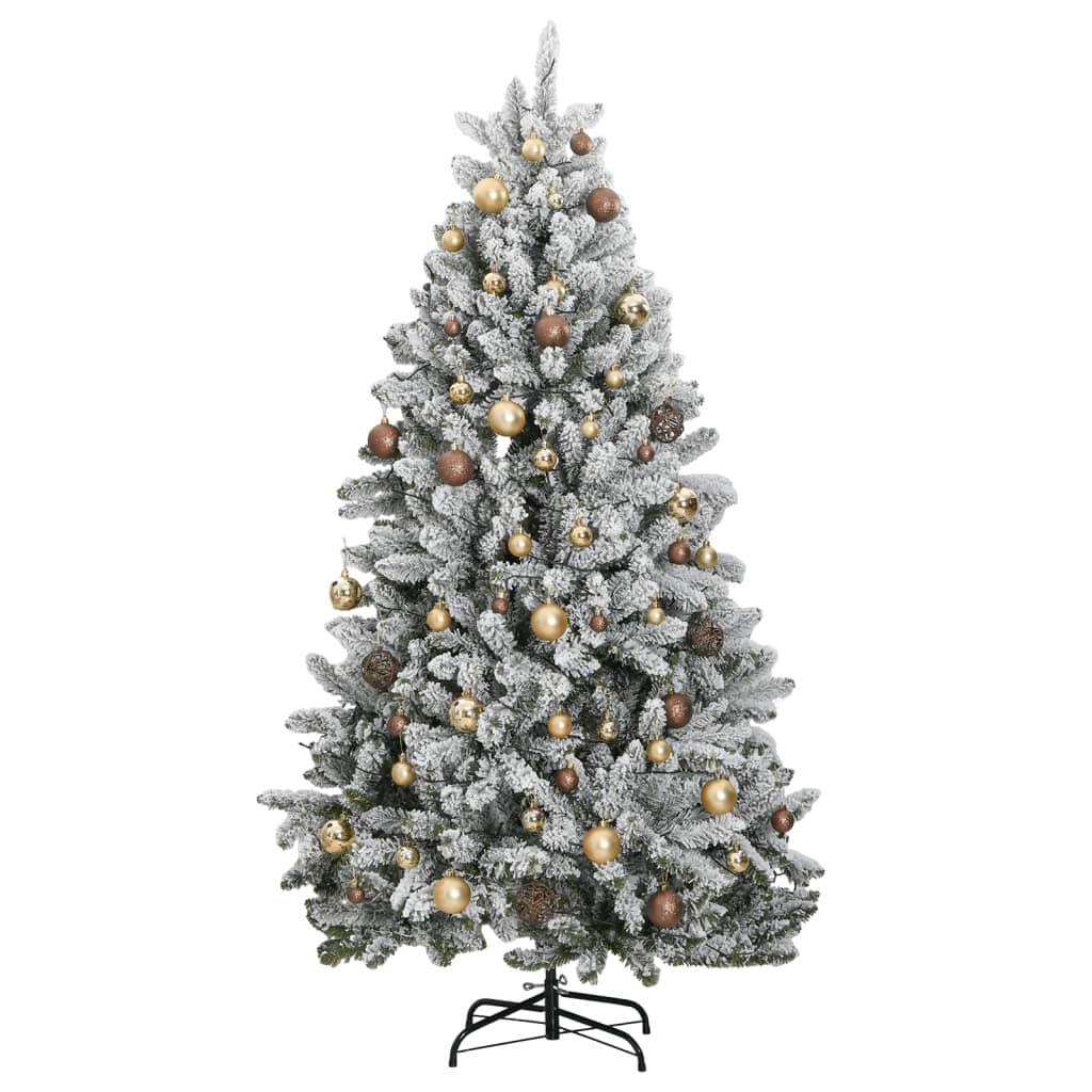 Kunstkerstboom met scharnieren 300 LED's en kerstballen 240 cm