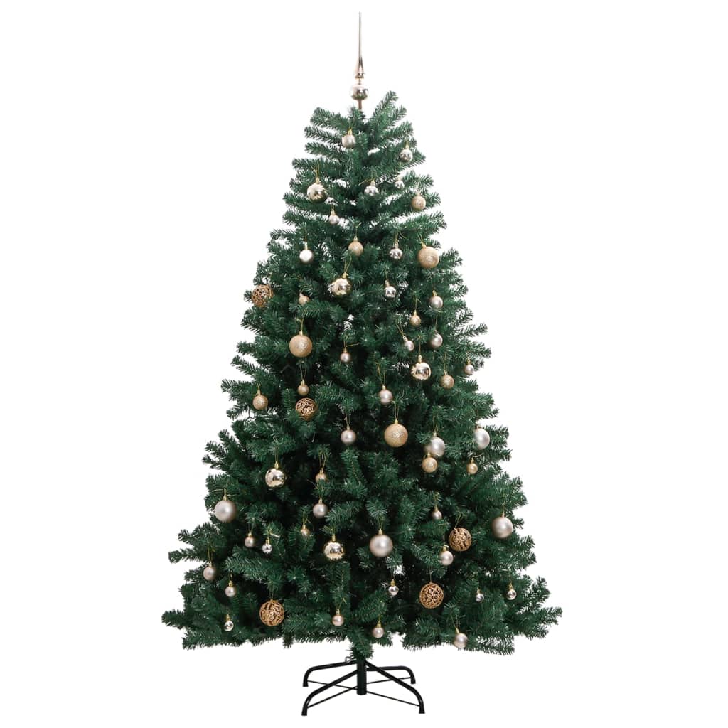 Kunstkerstboom met scharnieren 300 LED's en kerstballen 180 cm