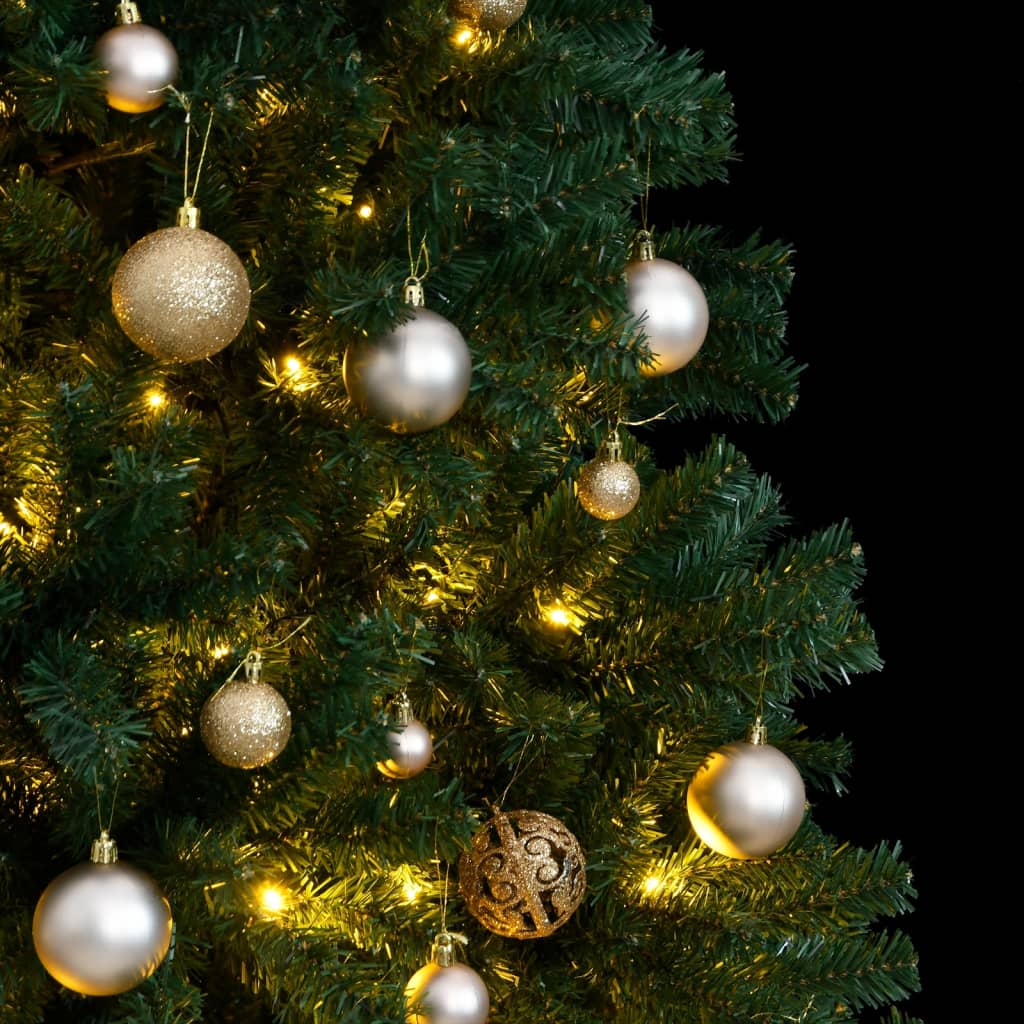 Kunstkerstboom met scharnieren 300 LED's en kerstballen 210 cm