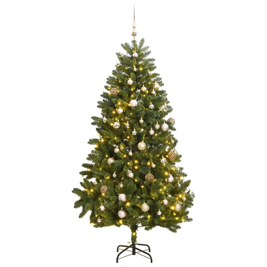 Kunstkerstboom met scharnieren 300 LED's en kerstballen 270 cm