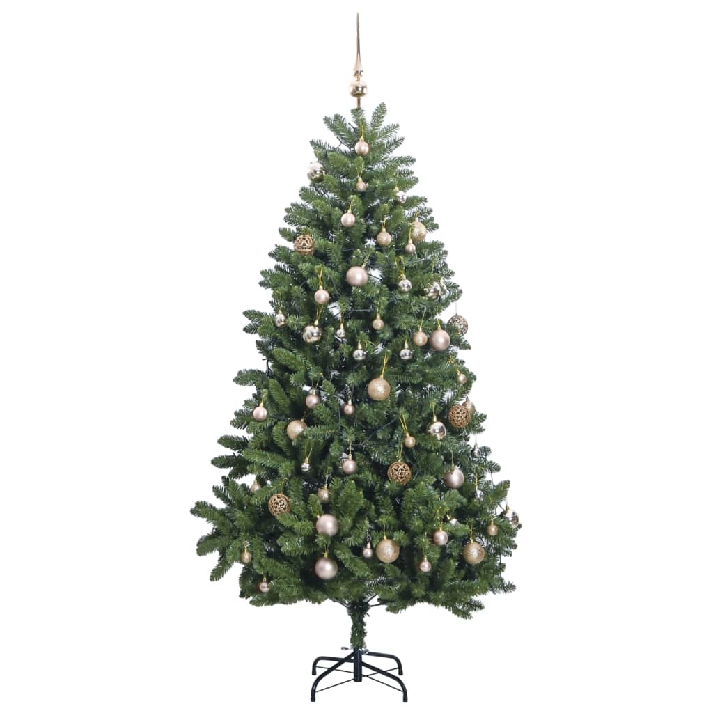 Kunstkerstboom met scharnieren 300 LED's en kerstballen 300 cm