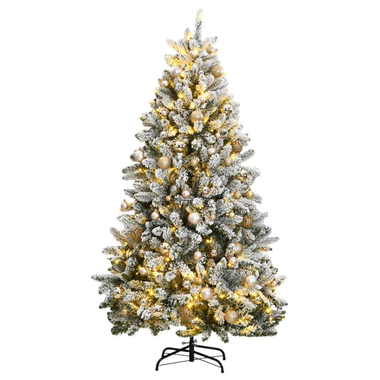 Kunstkerstboom met scharnieren 300 LED's en kerstballen 210 cm