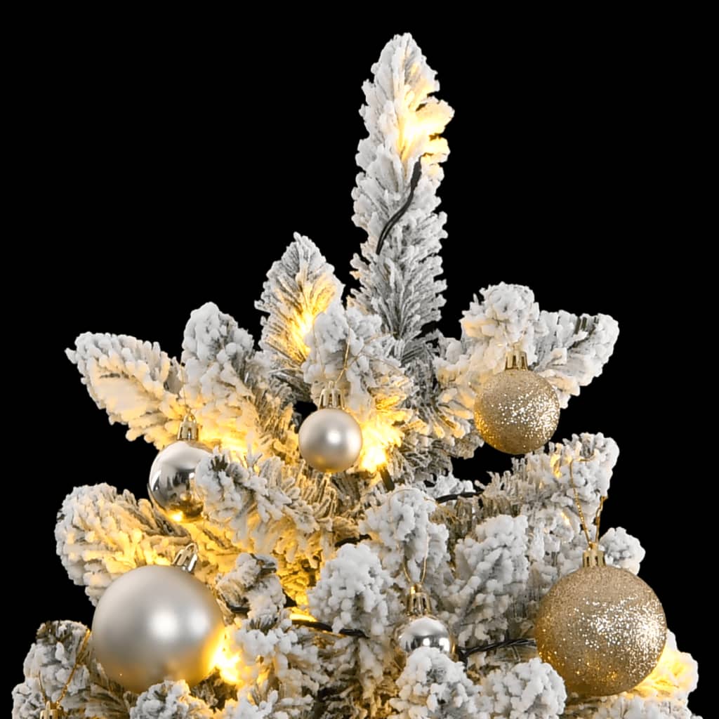 Kunstkerstboom met scharnieren 300 LED's en kerstballen 210 cm