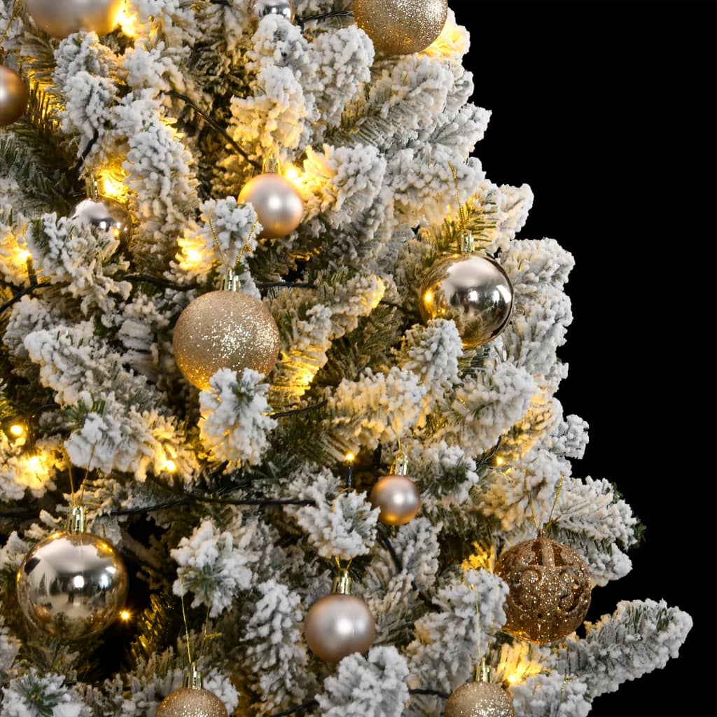 Kunstkerstboom met scharnieren 300 LED's en kerstballen 210 cm