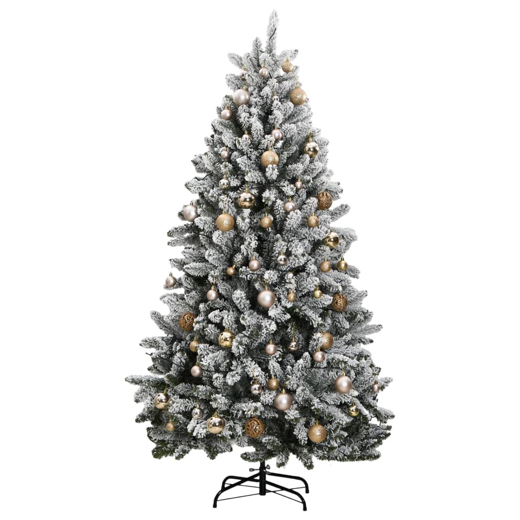 Kunstkerstboom met scharnieren 300 LED's en kerstballen 240 cm