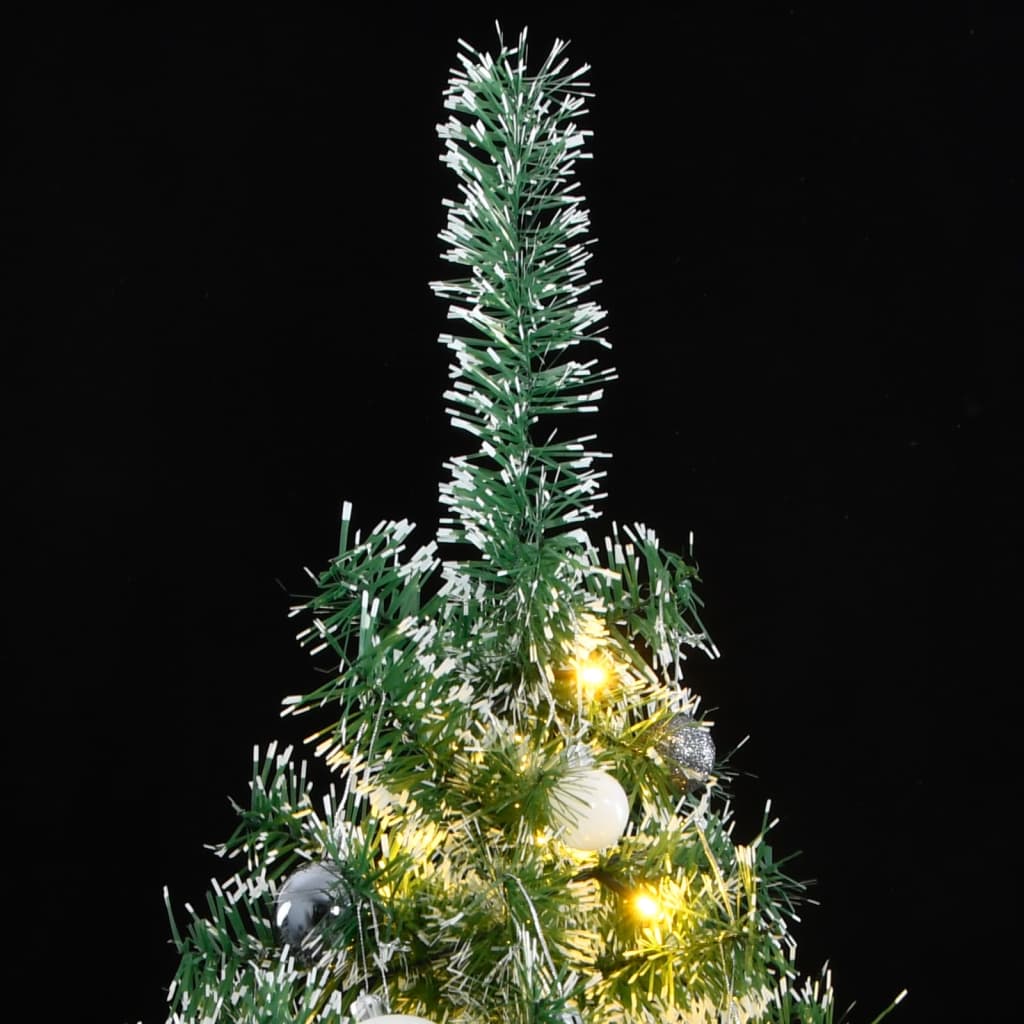 Kunstkerstboom met 300 LED's kerstballen en sneeuw 240 cm