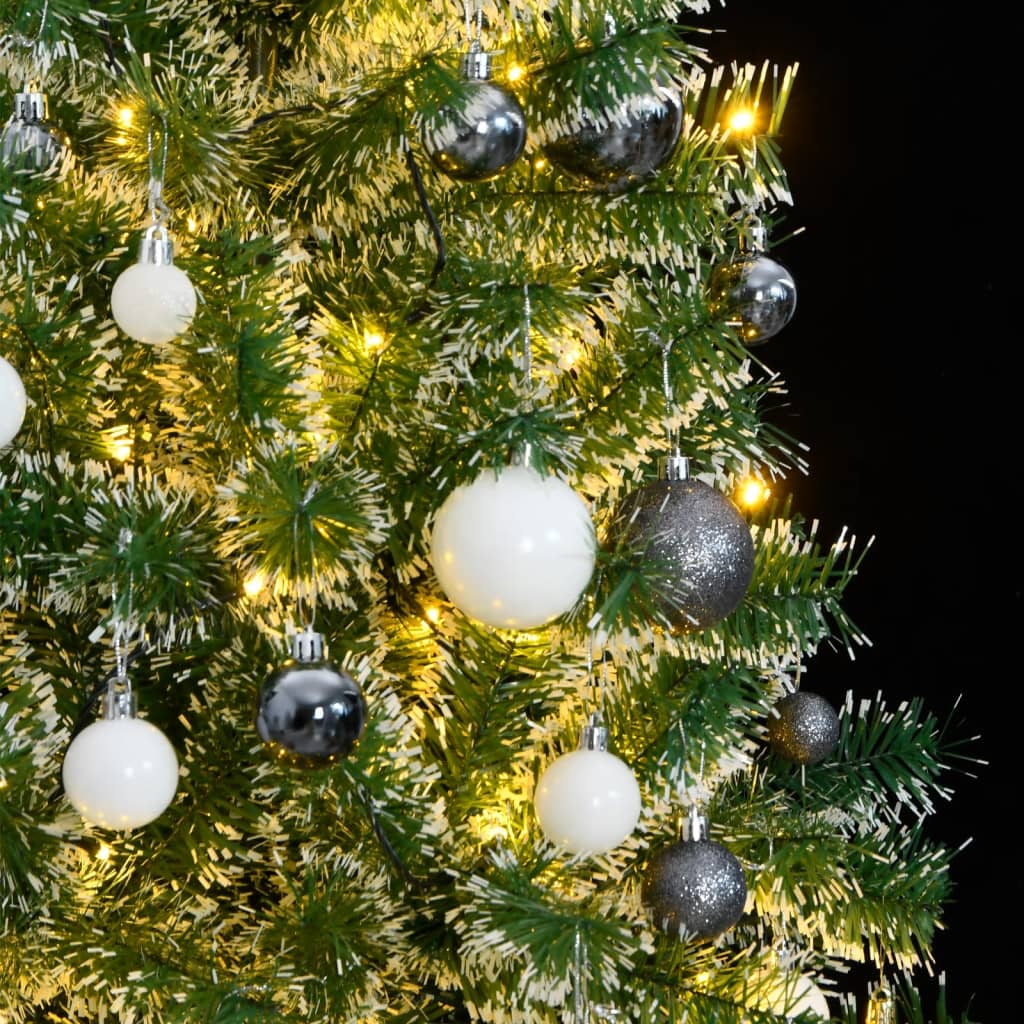 Kunstkerstboom met 300 LED's kerstballen en sneeuw 240 cm