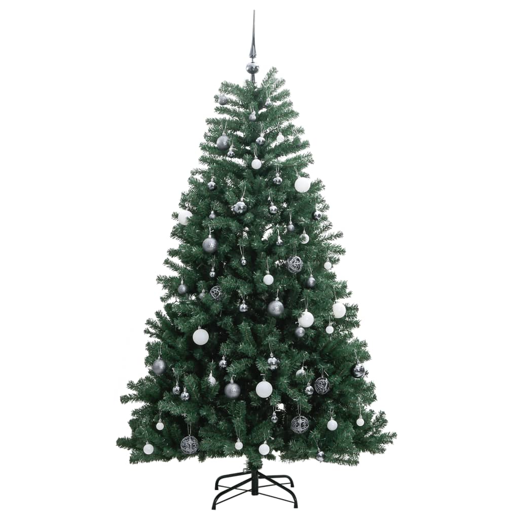 Kunstkerstboom met scharnieren 300 LED's en kerstballen 180 cm