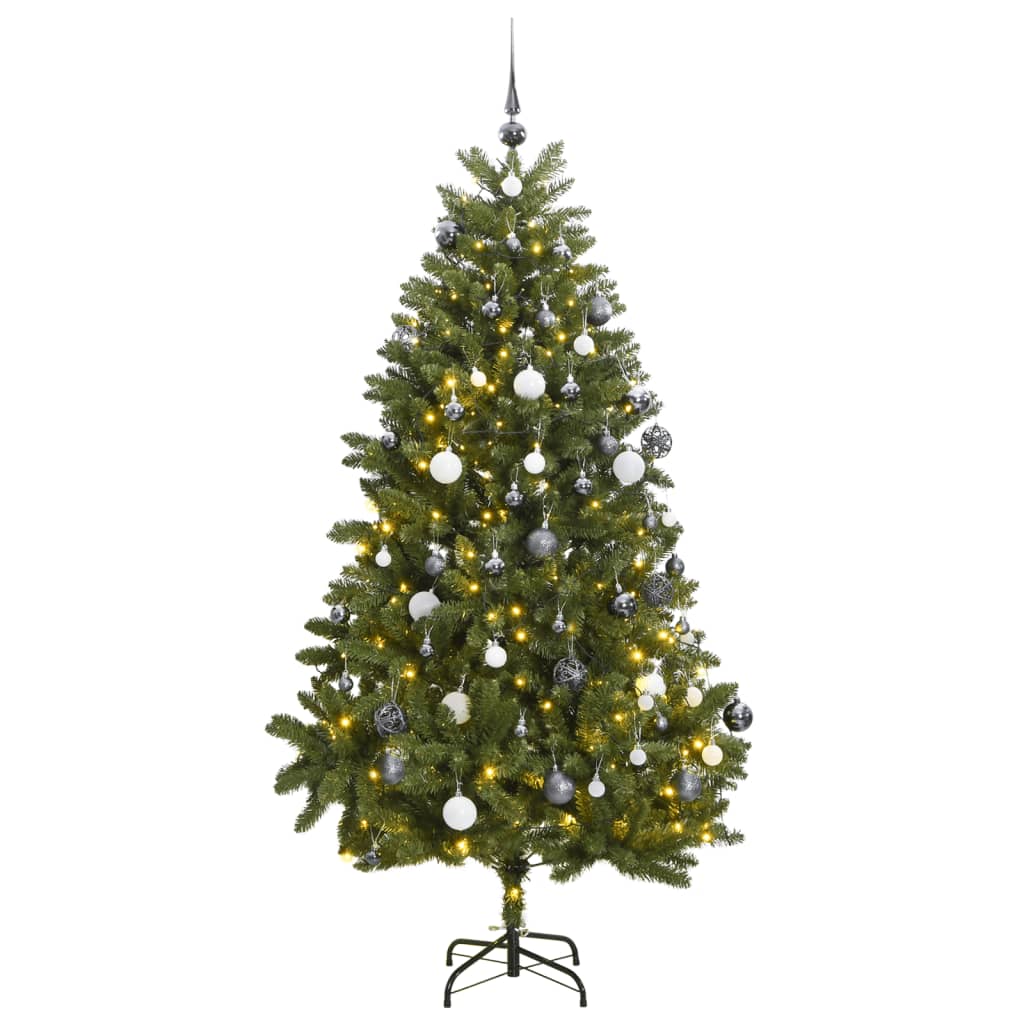 Kunstkerstboom met scharnieren 300 LED's en kerstballen 270 cm