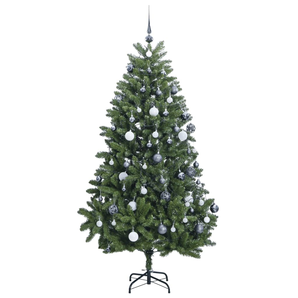 Kunstkerstboom met scharnieren 300 LED's en kerstballen 270 cm